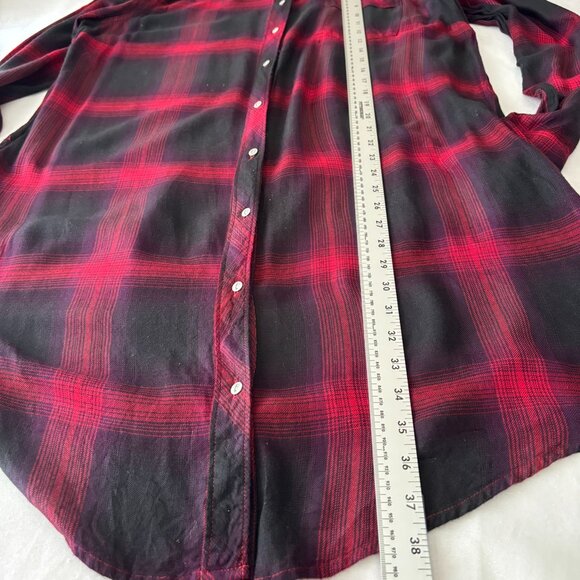 Lucky Brand Red & Black Plaid Tunic Top  XL -Convenient Slit Pockets- - Picture 13 of 15